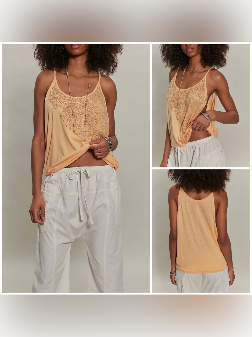 NWT Free People Ragabond Heirloom Tank - Sunburst Combo peach - Small